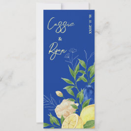 Rustic Blue Floral Lemon Sommer Hochzeitsprogramm Einladung