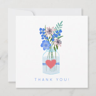 Rustic Blue Floral Vielen Dank Dankeskarte
