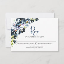 Rustic Blue Floral Wedding RSVP