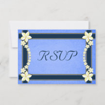 Rustic Blue Floral Wedding RSVP Response Cards