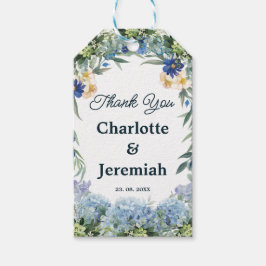 Rustic Blue Floral Wreath Green Gastgeschenk Hochz Geschenkanhänger