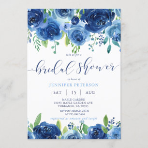 Rustic Blue Flowers Brautdusche Einladung