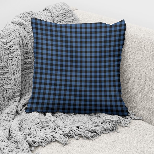 Rustic Blue Gingham Karos Pattern Kissen (Von Creator hochgeladen)