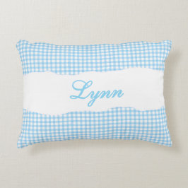 Rustic Blue Gingham Personalized Name Dekokissen