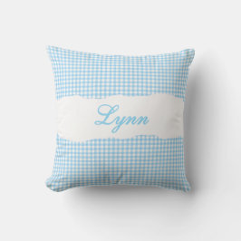Rustic Blue Gingham Personalized Name Kissen