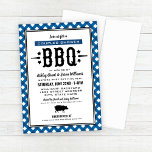 Rustic Blue Gingham Wedding Couples Dusche GRILLEN Einladung<br><div class="desc">Lässige GRILLEN / Barbecue themed Hochzeitspaare Dusche Einladung für die Braut und Bräutigam bietet ein Schwein Motiv,  benutzerdefinierte Holzkohle schwarzen Text in Western Stil Schriftart,  Star-Akzente und ein blaues Gingham Tischdecken karierte Grenze Design.</div>