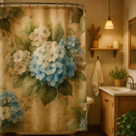 Rustic Blue Hydrangea  Floral Shower Curtain Duschvorhang