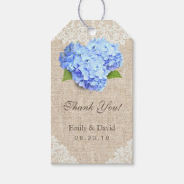 Rustic Blue Hydrangea Lace & Burlap Gastgeschenk H Geschenkanhänger