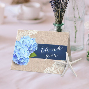 Rustic Blue Hydrangea Lace & Burlap Vielen Dank Dankeskarte