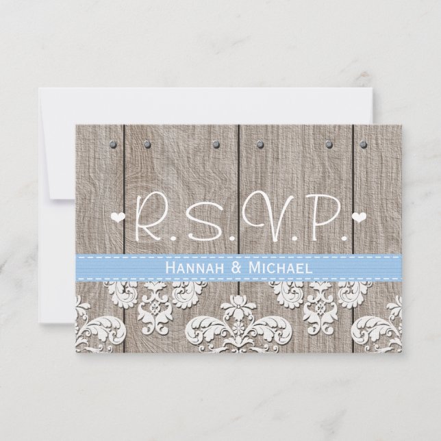 Rustic Blue Hydrangea Wedding RSVP Response Card Karte (Vorderseite)
