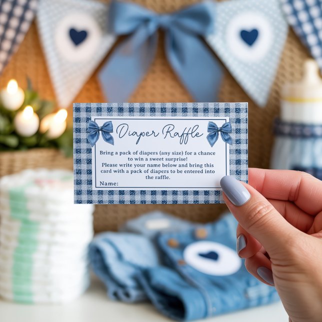 Rustic Blue Jean Denim Diaper Raffle Baby Dusche Begleitkarte (Rustic Blue Jean Denim Diaper Raffle Baby Shower Enclosure Card)