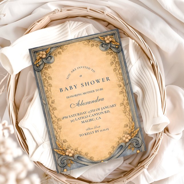 Rustic Blue Jeans Baby Shower Einladung (Von Creator hochgeladen)