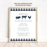Rustic Blue Kariert Signature Wedding Cocktail Sig Poster<br><div class="desc">Rustic Blue Kariert Signature Wedding Cocktail Signature</div>