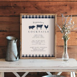 Rustic Blue Kariert Signature Wedding Cocktail Sig Poster<br><div class="desc">Rustic Blue Kariert Signature Wedding Cocktail Signature</div>