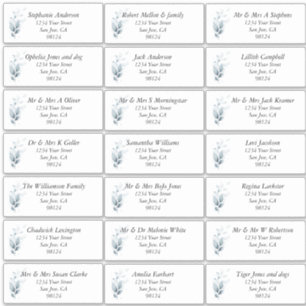 Rustic Blue Leafy Guest Name Address Labels
