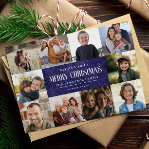 Rustic Blue Lila Christmas 10 Fotos Collage Feiertagskarte