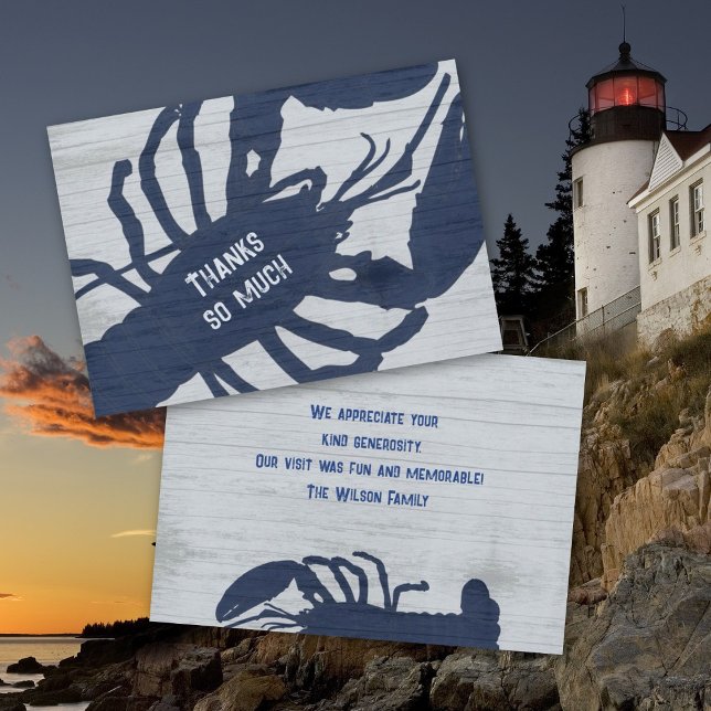 Rustic Blue Lobster Custom Vielen Dank Note Card Einladung (Von Creator hochgeladen)