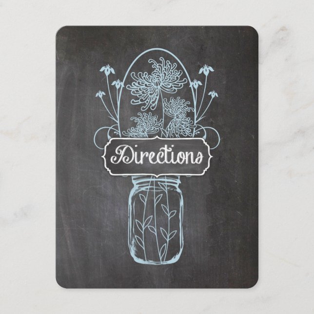 Rustic Blue Mason Jar Chalkboard Wedding Begleitkarte (Vorderseite)