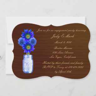 Rustic Blue Mason Jar Engagement Party einladen Einladung