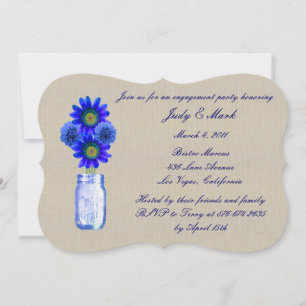 Rustic Blue Mason Jar Engagement Party einladen Einladung