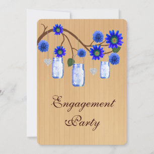 Rustic Blue Mason Jars Engagement Party einladen Einladung