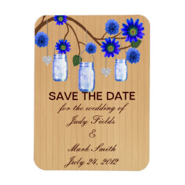 Rustic Blue Mason Jars speichern das Date Magnet