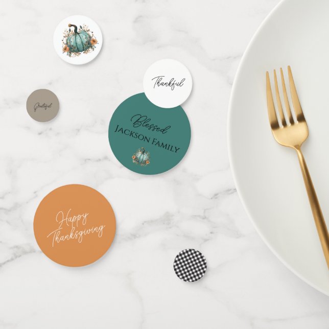 Rustic Blue Pumpkin Watercolor Table Confetti Konfetti (Gruppe)