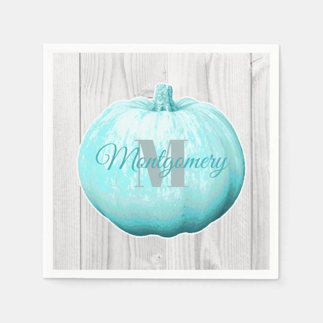 Rustic Blue Pumpkin & White Barn Wood | Custom Serviette (Vorderseite)