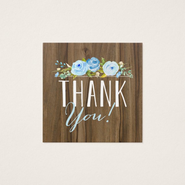 Rustic Blue Rose Wood Danke Mini Square Gefallen (Vorderseite)
