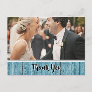 Rustic Blue Shiplap Border Wedding Foto Vielen Dan Postkarte
