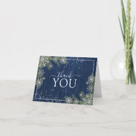 Rustic Blue Silver Winter Wood Vielen Dank Dankeskarte