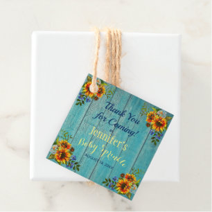 Rustic Blue Sunflower Baby Sprinkle Vielen Dank Geschenkanhänger