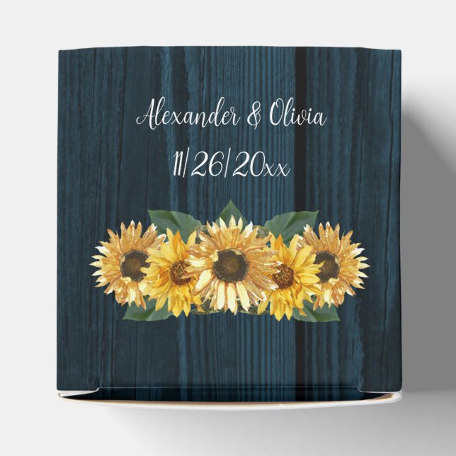 Rustic Blue Sunflower Gastgeschenk Hochzeit Box Geschenkschachtel (Oben)
