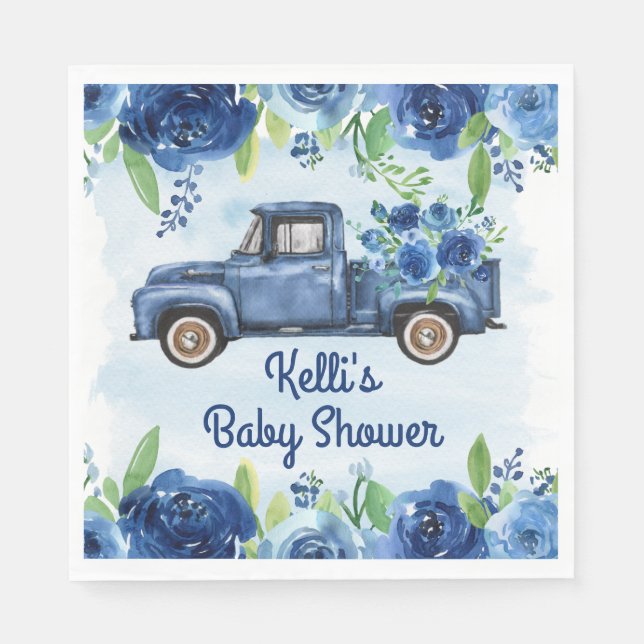 Rustic Blue VINTAG Truck Baby Dusche Napkins Serviette (Vorderseite)