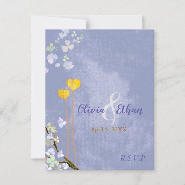 Rustic Blue Wedding Meal Choice RSVP Card (Vorderseite)