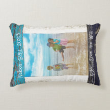 Rustic Blue White Beach Wood Text Photo Frame