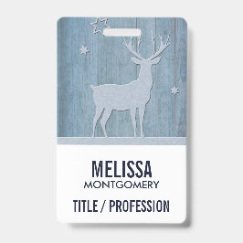 Rustic Blue Wood Rentier Country Weihnachten Ausweis