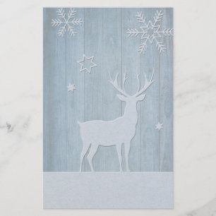Rustic Blue Wood Rentier Country Weihnachten Briefpapier
