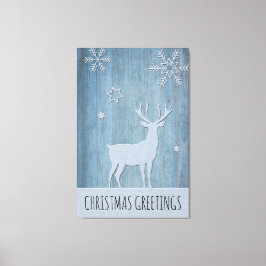 Rustic Blue Wood Rentier Country Weihnachten Leinwanddruck