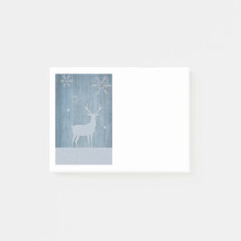 Rustic Blue Wood Rentier Country Weihnachten Post-it Klebezettel