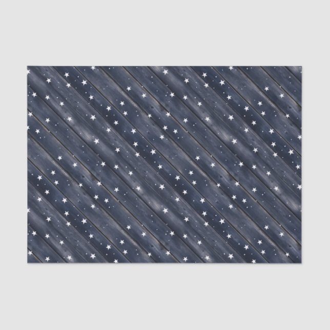 Rustic Blue Wood Stars  Seidenpapier (Vorderseite)
