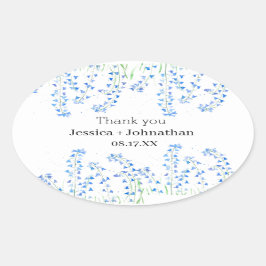 Rustic Bluebells Blue Floral Vielen Dank Ovaler Aufkleber