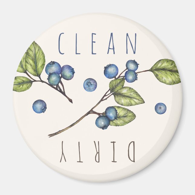 Rustic Blueberry Clean Dirty Magnet (Vorne)