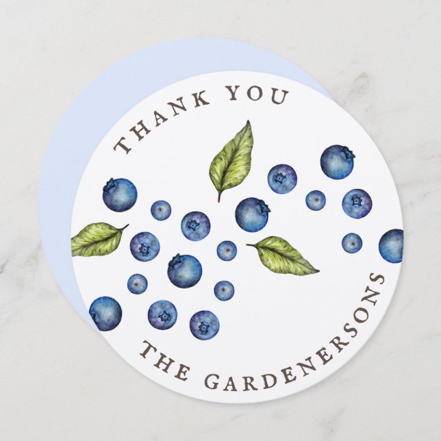 Rustic Blueberry Vielen Dank  Einladung (Vorne/Hinten)