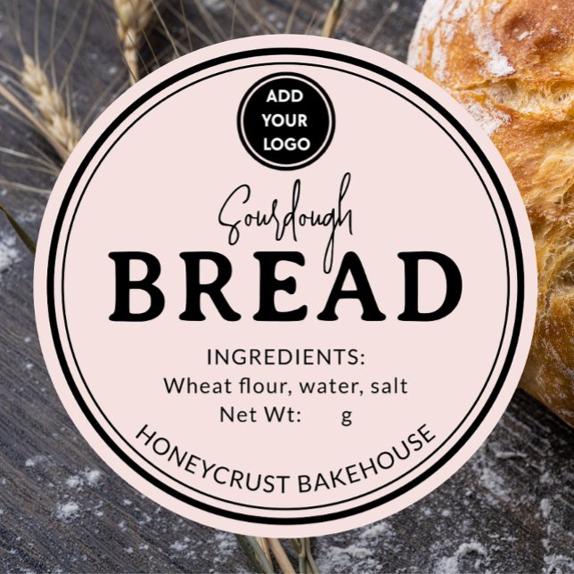 Rustic Blush Bakery Sourdough Bread Label Sticker (Von Creator hochgeladen)
