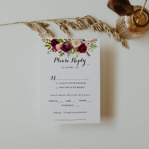 Rustic Blush Burgund Wedding Menü UAWG RSVP Karte