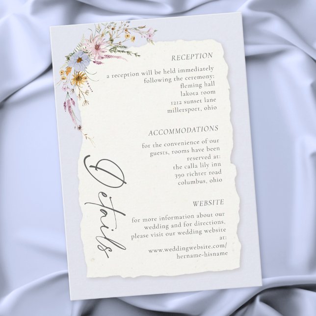 Rustic Blush Pink Romantic Wildflower Wedding Begleitkarte (Rustic Blush Pink Romantic Wildflower Wedding Enclosure Card)