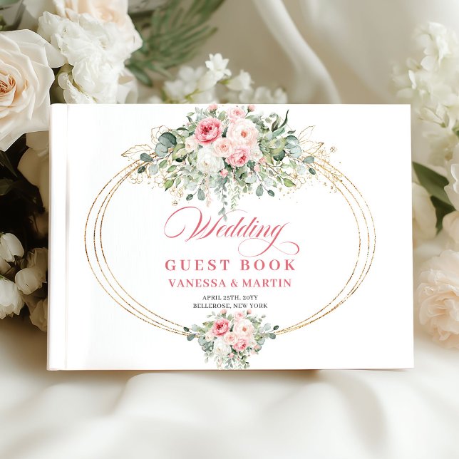 Rustic Blush Roses Greenery Wedding Guest Book Gästebuch (Rustic Blush Roses Greenery Wedding Guest Book)