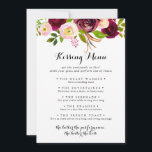 Rustic Blush Wedding Kissing Menu Game Card<br><div class="desc">Diese rustikale,  rot-weiß-kissende Spielkarte ist ideal für einen einfachen Hochzeitsempfang. Die Einrichtung besteht aus rosa,  rot,  bordeauxrot und bordfarbenen Blume mit grünem Blattwerk.</div>