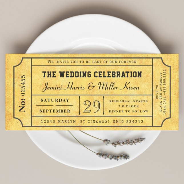Rustic Boarding Pass Style Wedding Invite Einladung (Von Creator hochgeladen)